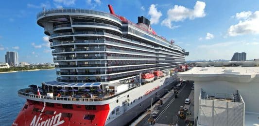 virgin voyages scarlet lady in port