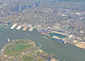 aerial view of aMSC cruise ship in Brooklyn cruise terminal(1)
