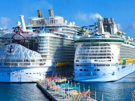 Royal Caribbean cruise ships docked at CocoCay