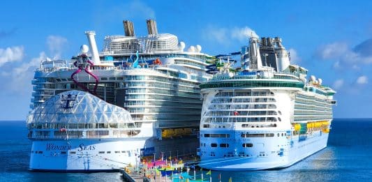 Royal Caribbean cruise ships docked at CocoCay