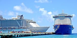 Costa Maya cruise port with Celebration, Seaside and Allure of the Seas