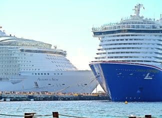Cruise ships in port at Costa Maya Mexico