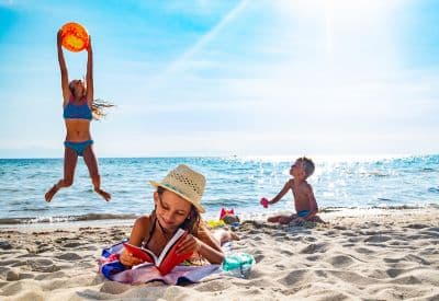 Sun screen and beach toys for kids