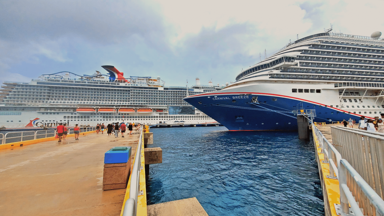 Two Carnival ships in port at Cozumel Mexico