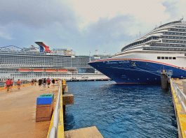 Two Carnival ships in port at Cozumel Mexico