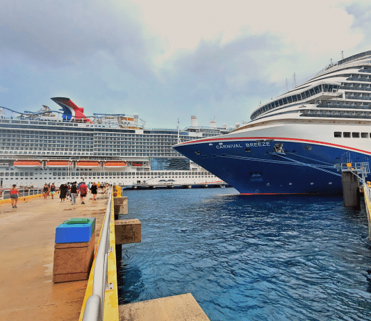 Two Carnival ships in port at Cozumel Mexico