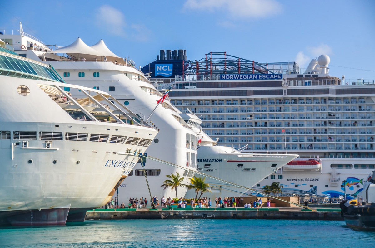 Cruise ships in port in Nassau