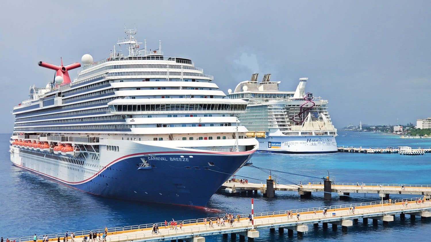 Carnival and Royal Caribbean cruise ships in Cozumel, Mexico