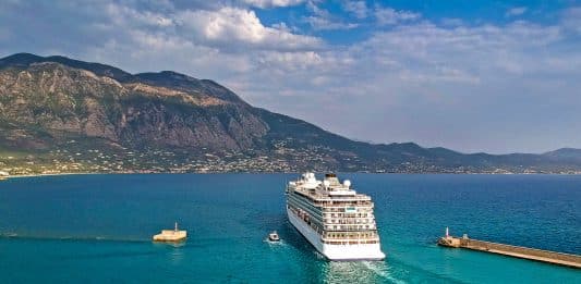 Viking ocean cruise ship in Meditereanean