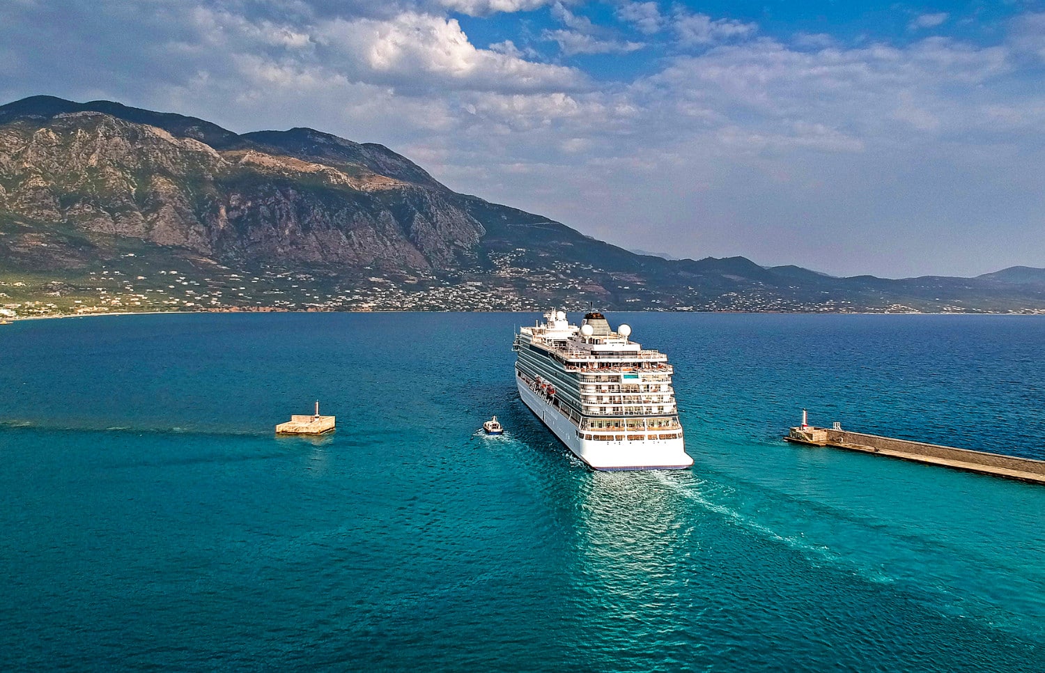 Viking ocean cruise ship in Meditereanean