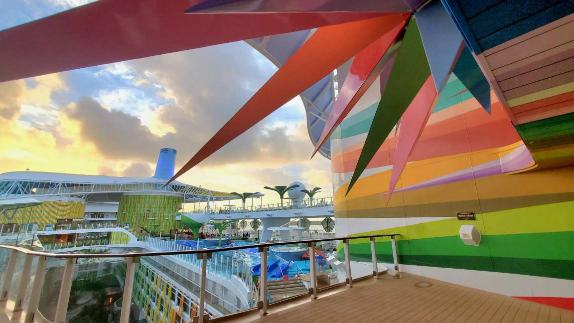 Colorful artwork and design on Icon of the Seas