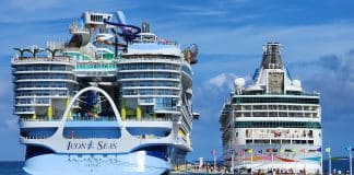 Royal Caribbean's Icon of the Seas (Left) is the largest cruise ship ever built and will sail its inaugural cruise this weekend.