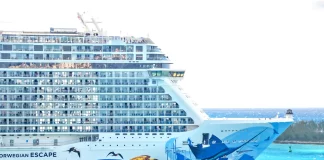 Norwegian Breakaway cruise ship in port