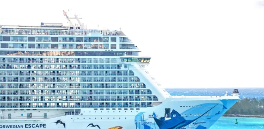 Norwegian Breakaway cruise ship in port