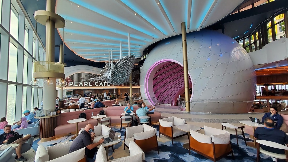 Pearl cafe on Icon of the Seas from far