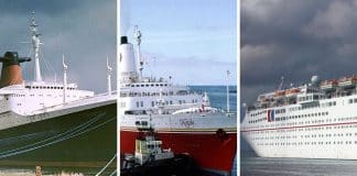 Pictures of three cruise ships that are not in service any more