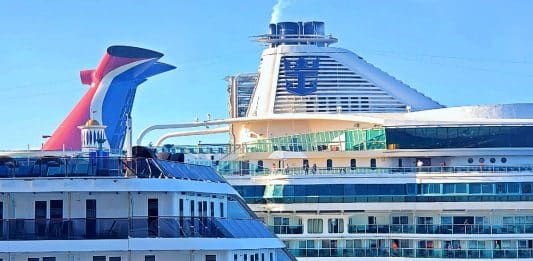 Carnival and Royal Caribbean ships in port