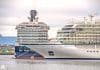 Two cruise ships in port, Viking