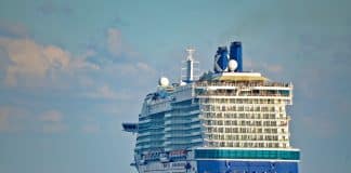 Celebrity Cruises ship sailing off into the ocean