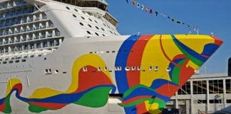Norwegian Encore docked in port