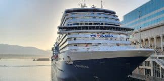 Our ship, Konginsdam, in Vancouver on embarkation day