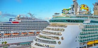 Carnival and Royal Caribbean ship in port