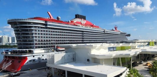 Virgin Voyages cruise ship at PortMiami