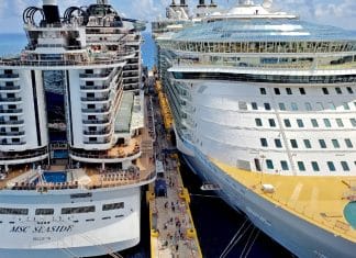 Smart or Crazy: Booking Port Heavy Cruises Just to Stay on the Ship Two cruise ships in Costa Maya, MSC Seaside and Allure of the Seas