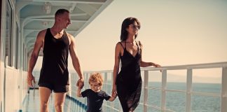 Family with toddler child kids on cruise ship