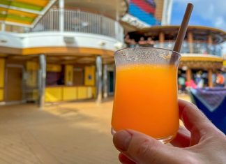 Carnival orange juice on ship