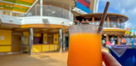 Carnival orange juice on ship