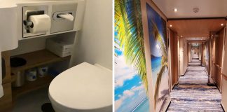 Carnival cruise ship Bathroom and hallways