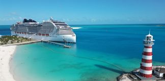 MSC cruise ship World America at Ocean Cay