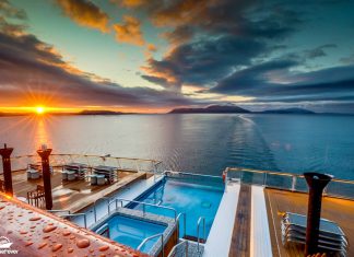 Cruise ship wake on Viking Sky
