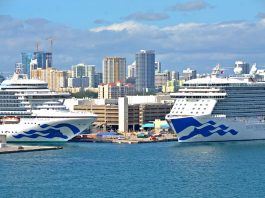 Princess cruise ships, Caribbean Princess and Regal Princess in Port Everglades