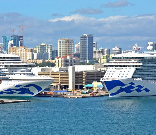 Princess Cruises Adding Sanctuary Collection to Five More Ships Princess cruise ships, Caribbean Princess and Regal Princess in Port Everglades