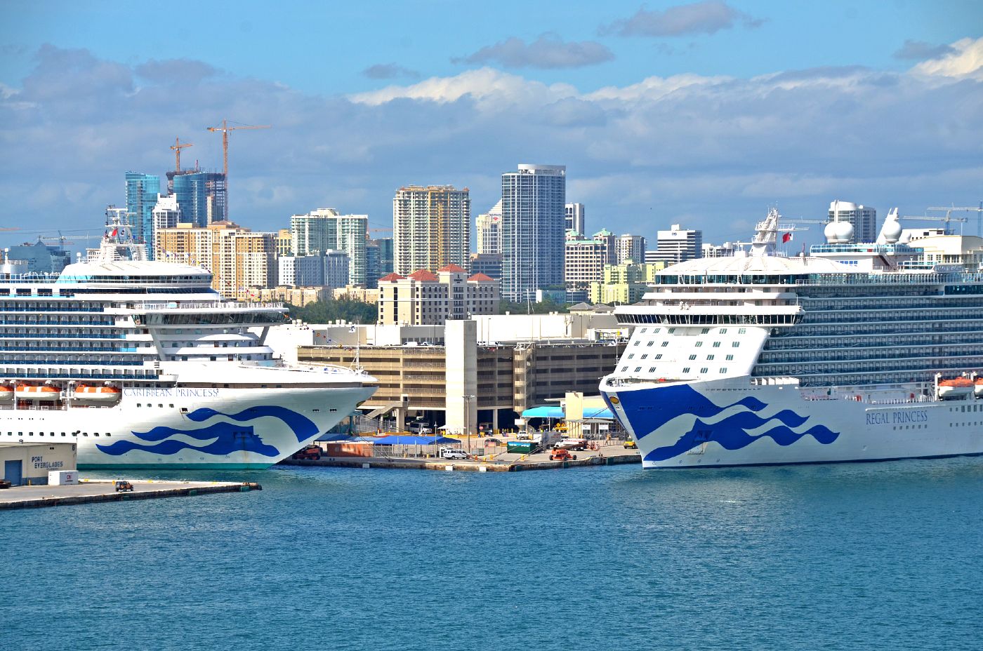 Princess cruise ships, Caribbean Princess and Regal Princess in Port Everglades