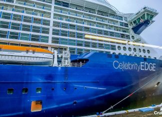 Celebrity Edge cruise ship docked in Port Everglades