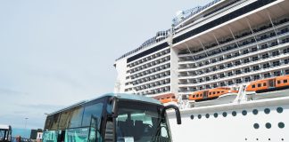 MSC Cruise ship and bus