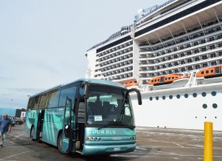 MSC Cruise ship and bus