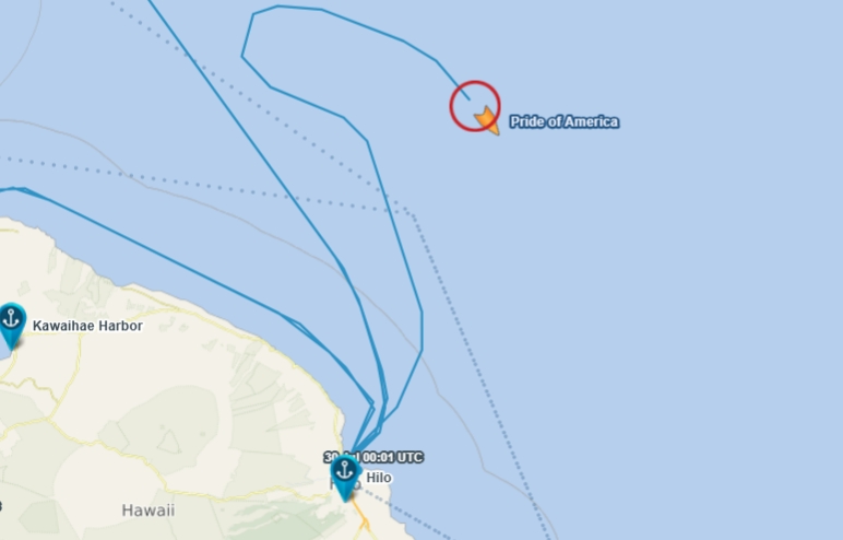 Pride of America on cruise mapper