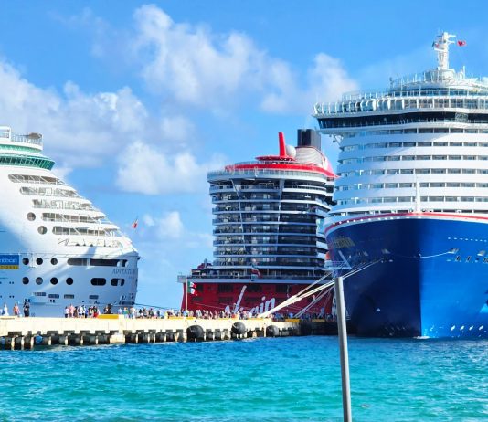 cruise ships in port, costa maya mexico