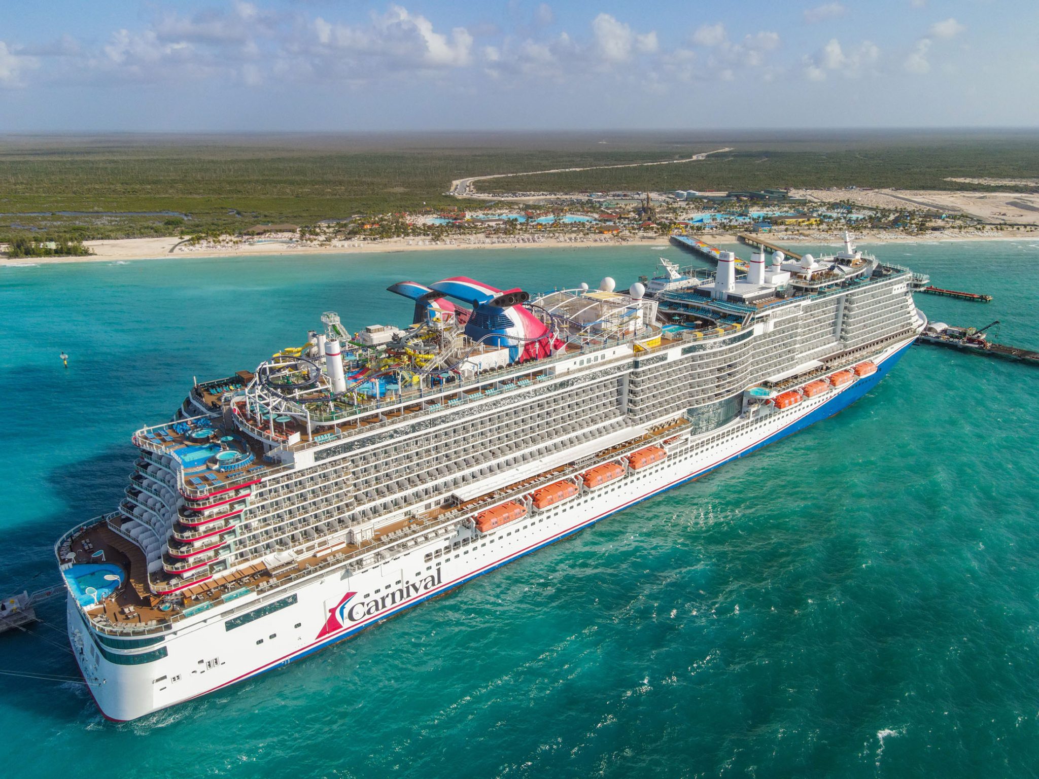 Carnival's Mardi Gras cruise ship at Celebration Key