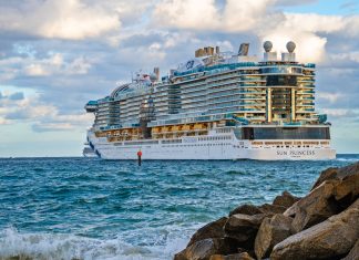 Sun Princess cruise ship heading out to sea