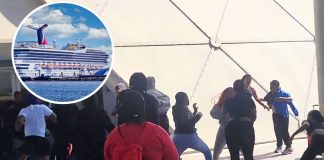 fight outside Long Beach cruise terminal