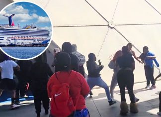 fight outside Long Beach cruise terminal