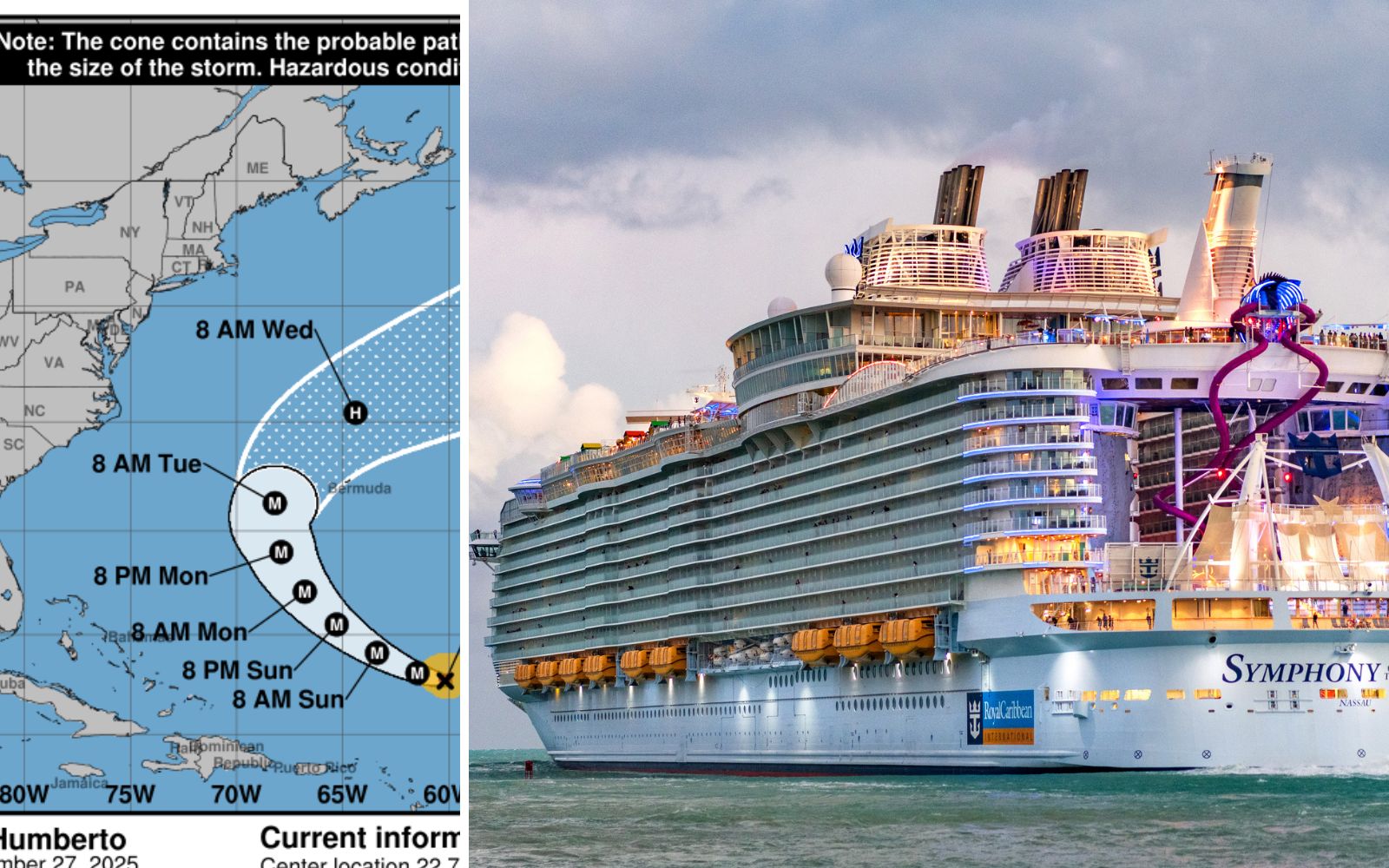 Cruise ships rerouted due to hurricane Humberto