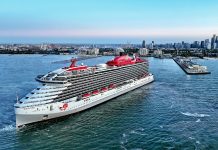 Virgin Voyages ship in Melbourne Australia