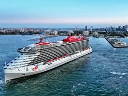 Virgin Voyages ship in Melbourne Australia