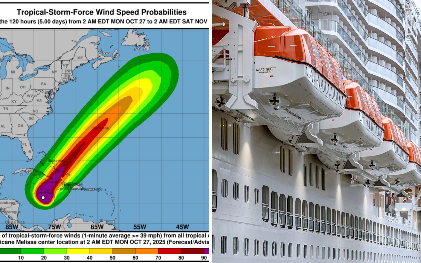 Hurricane Melissa moves cruise ships to western Caribbean
